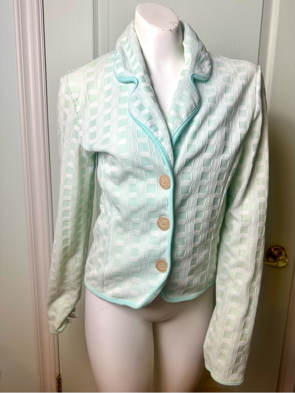 Morgan de Toi Light Green Textured Blazer S Made in France